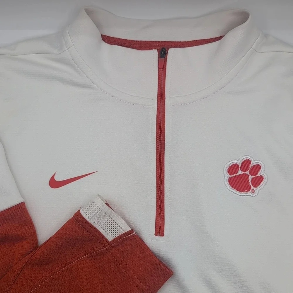 Clemson Tigers Nike Quarter Zip Dri Fit Pullover Mens L White CQ5687-100
